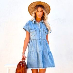 Vici Dolls Denim Button Up Dress